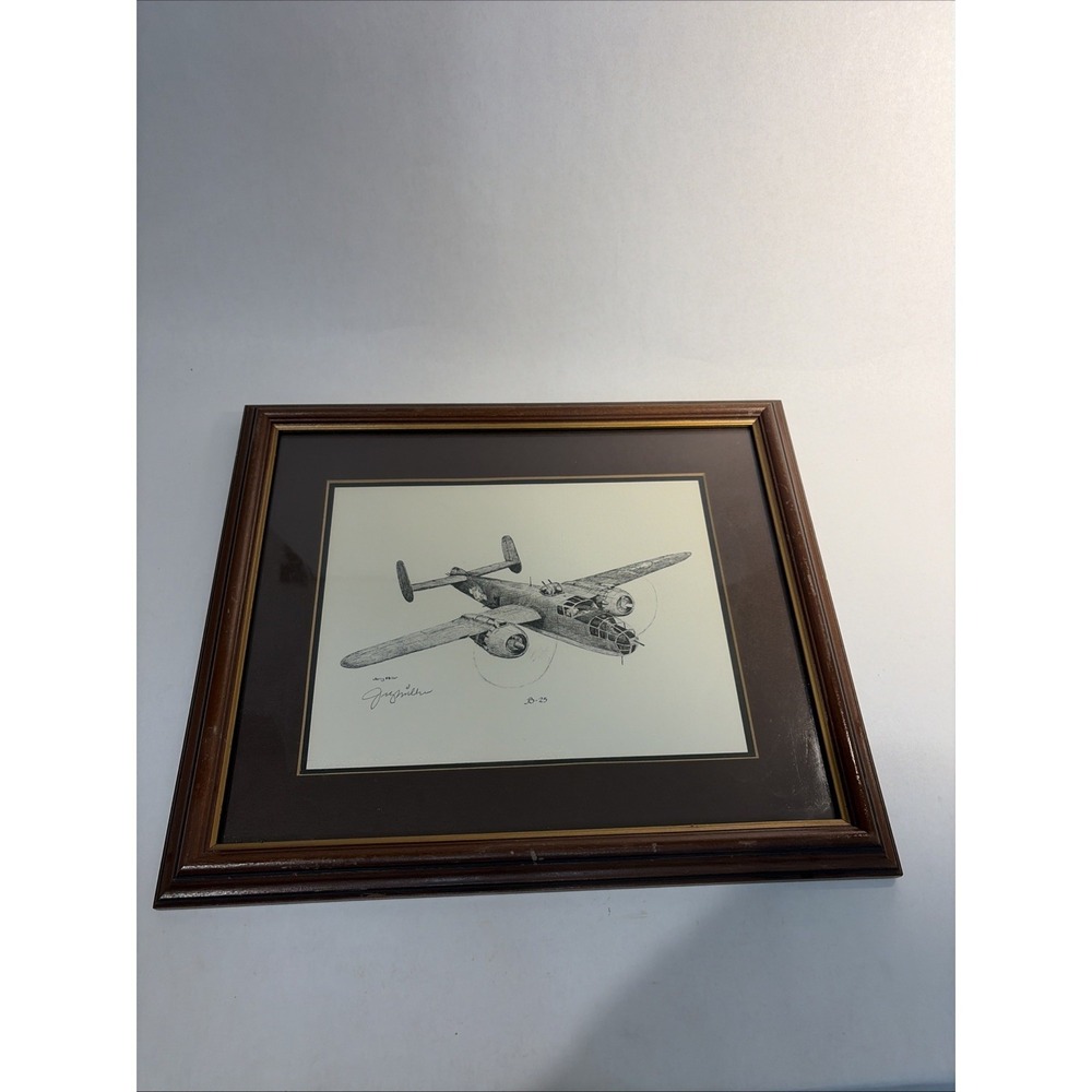 Framed Print Of B-25 Airplane By Jerry Miller SIGNED